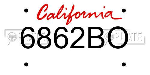 6862BO California License Plate