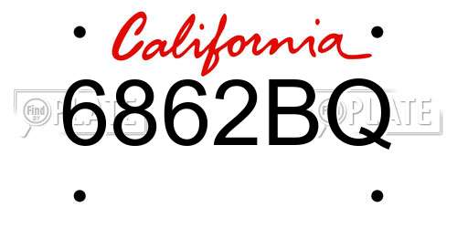 6862BQ California License Plate