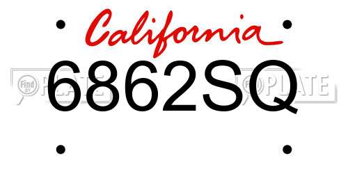 6862SQ California License Plate