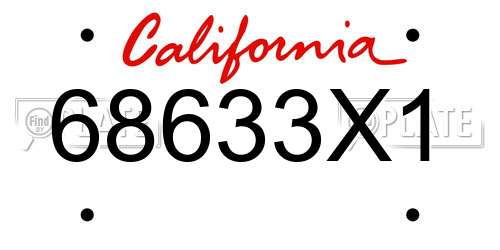 68633X1 California License Plate