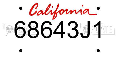 68643J1 California License Plate