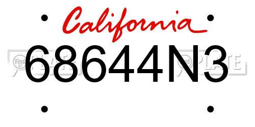 68644N3 California License Plate