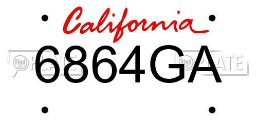 6864GA California License Plate