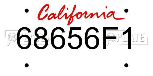 68656F1 California License Plate