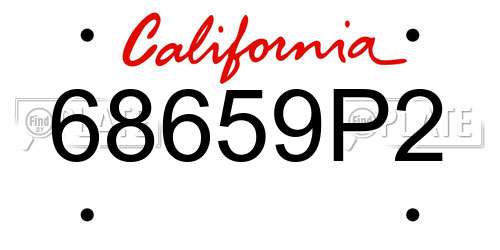 68659P2 California License Plate