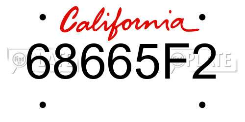 68665F2 California License Plate