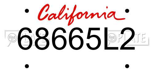 68665L2 California License Plate