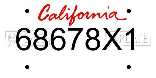 68678X1 California License Plate