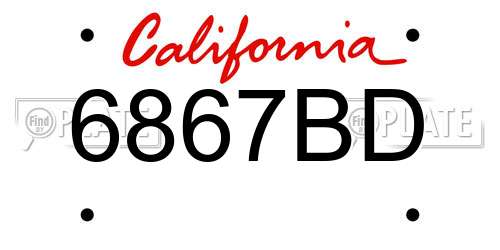 6867BD California License Plate