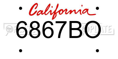 6867BO California License Plate