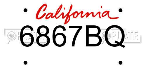 6867BQ California License Plate