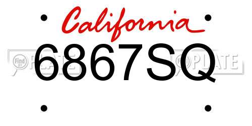 6867SQ California License Plate