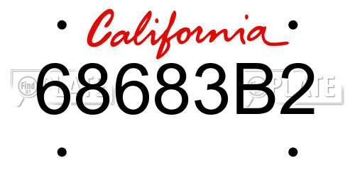 68683B2 California License Plate