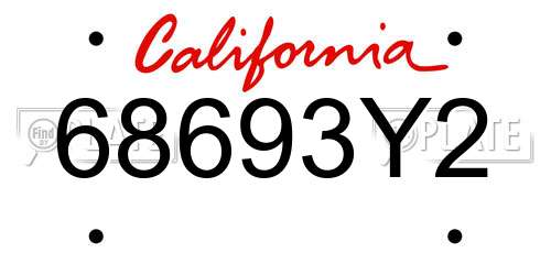 68693Y2 California License Plate