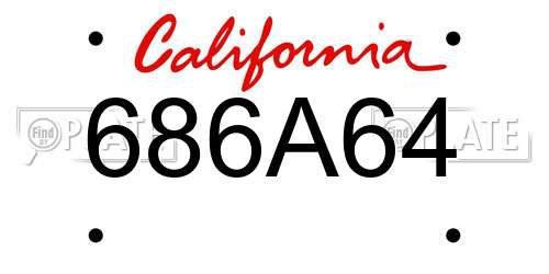 686A64 California License Plate