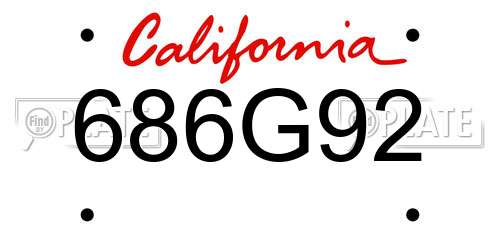 686G92 California License Plate