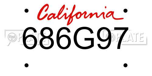 686G97 California License Plate
