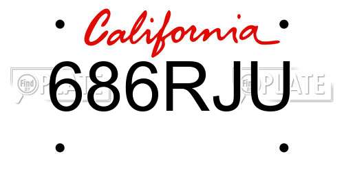 686RJU California License Plate