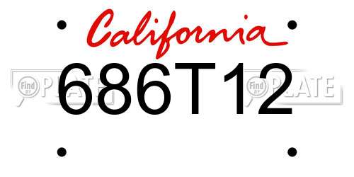 686T12 California License Plate