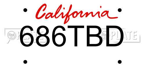 686TBD California License Plate