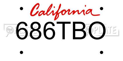 686TBO California License Plate