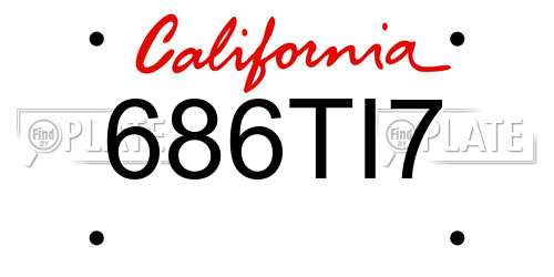 686TI7 California License Plate