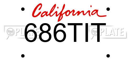 686TIT California License Plate