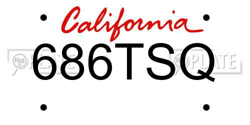 686TSQ California License Plate