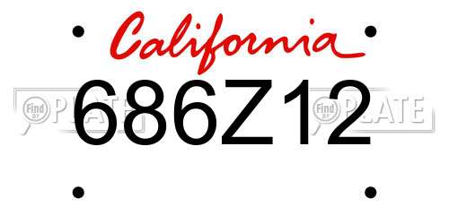 686Z12 California License Plate