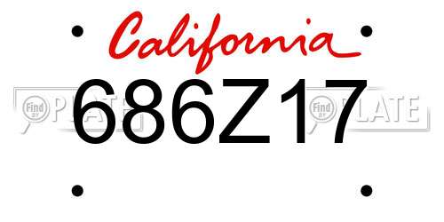 686Z17 California License Plate