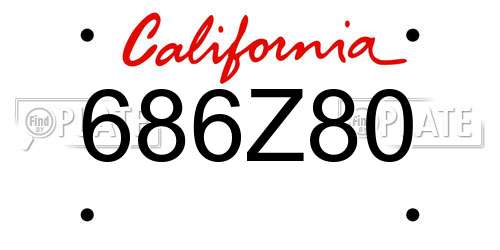 686Z80 California License Plate