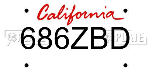 686ZBD California License Plate