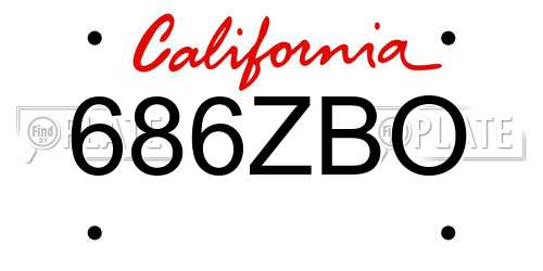 686ZBO California License Plate