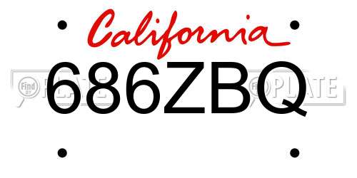 686ZBQ California License Plate