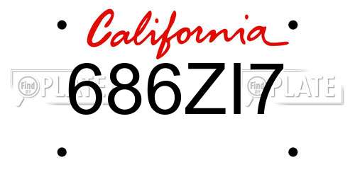 686ZI7 California License Plate