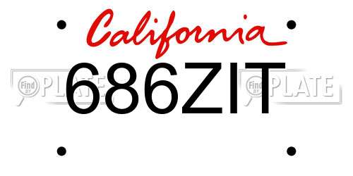 686ZIT California License Plate