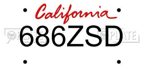 686ZSD California License Plate