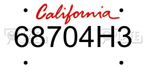 68704H3 California License Plate
