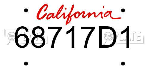 68717D1 California License Plate