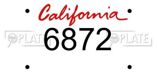 6872 California License Plate