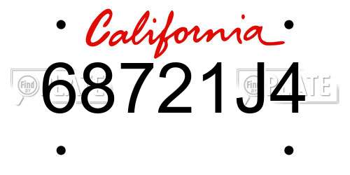 68721J4 California License Plate
