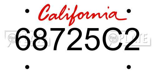 68725C2 California License Plate