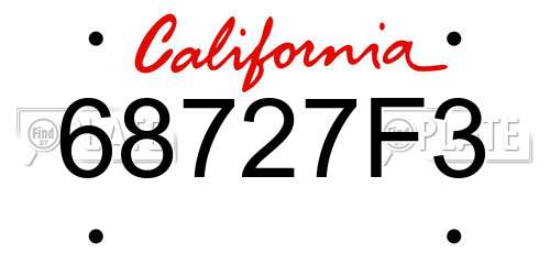 68727F3 California License Plate