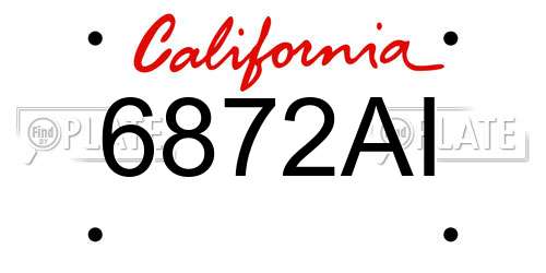 6872AI California License Plate