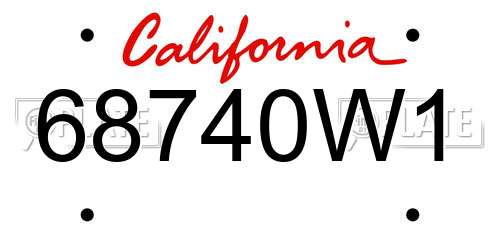68740W1 California License Plate