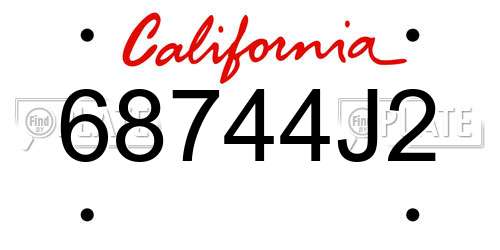 68744J2 California License Plate