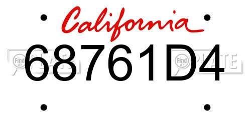 68761D4 California License Plate
