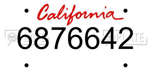 6876642 California License Plate