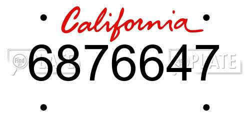 6876647 California License Plate