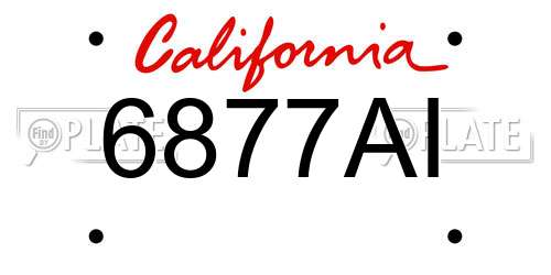 6877AI California License Plate